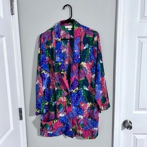 Roaman’s - Vintage Retro Multi Color Funky Long Button Blazer